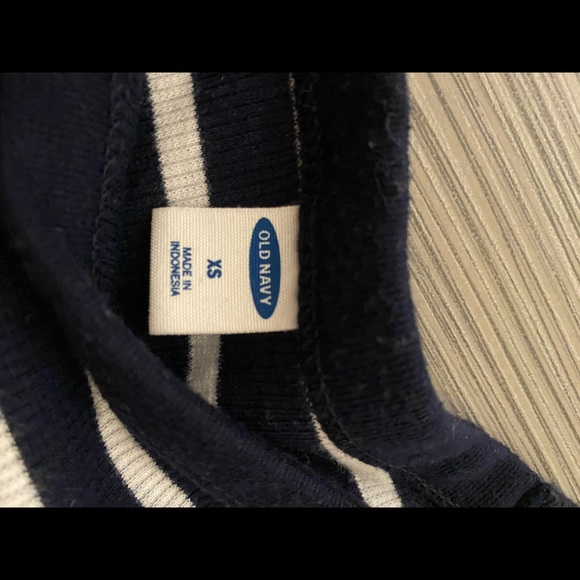 Navy and white striped long shirt stretchy - Picture 2 of 2